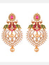 Gold Plated Big pendant style Multi AD studded Peacock design Necklace Earrings Set