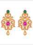 Gold Plated Multi AD Studded Hand Crafted Traditional Pendant Necklace Earrings Set