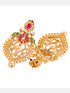 Gold Plated Big pendant style Multi AD studded Peacock design Necklace Earrings Set