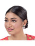 Exquisite Emerald Floral design green earrings Rose gold plated AD studded