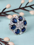 Silver Rhodium Blue AD Studded Adjustable Finger Ring