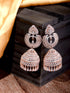 Rose Gold Plated White AD Studded Lightweight Jhumka Earrings