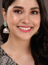 Silver Toned Turquoise Stone Studded Jhumka Earrings