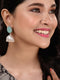 Silver Toned Turquoise Stone Studded Jhumka Earrings
