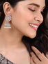 Oxidised Siver Pink Stone Studded Dome Jhumka Earrings