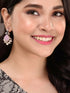 Silver Plated Pink stone & Pearl Beaded Earrings