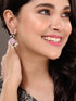 Silver Plated Pink stone & Pearl Beaded Earrings