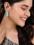 Silver Plated Aqua Turquoise Stone Studs Earrings
