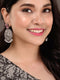 Silver Oxidised Pink Stone Studded Contemporary Earrings