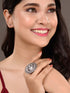Silver Plated White Stone Studded Antique Finger Ring