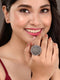 Silver Oxidised Toned Designer Finger Ring