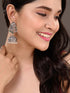 Silver Oxidised Peacock Contemporary Jhumka Earrings