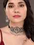 Oxidised Silver Toned lakshmi Motif Antique Temple Jewellery set