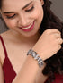 Oxidised Silver Toned Elephant Design Tribal kada Bracelet