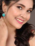Silver Oxidised Aqua turquoise Stone Studded Earrings
