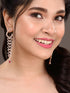 Rose Gold Plated Red AD Studded Heart Shaped Long Dangler Earrings