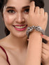 Oxidised Silver Toned Antique Elephant Motif kada Bracelet