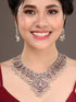 Oxidised Silver Toned Antique Temple Peacock Design Choker Jewellery set