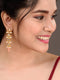 Gold Plated Kundan Pearl Beaded Dropdown Earrings