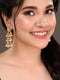Gold Plated Kundan Pearl Beaded Traditional Dangle Earrings