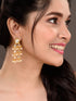 Gold Plated Kundan Pearl Beaded Traditional Dangle Earrings