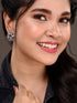Oxidised Silver Toned White Stone Studds Earrings