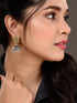 Oxidised Silver Toned Yellow Stone Studded Jhumka Earrings