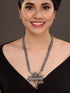 Oxidised Siver Toned Peacock Design Tribal Necklace