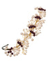 GolD Toned Red & White Pearl Beaded Tiara for Girls & Women