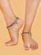 Set Of 2 Oxidised Silver Plated Payal Anklet