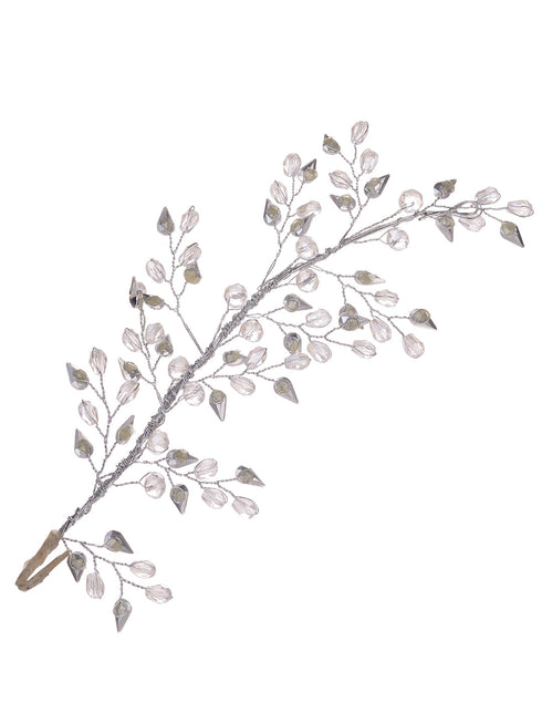 Silver Toned White Pearl Embellished Tiara For Girls & Women