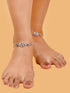 Set Of 2 Oxidised Silver Plated Payal Anklet
