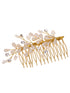 Gold Toned White Pearl Beaded Comb Pin for Girls & Women
