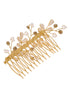 Gold Toned White Pearl Beaded Comb Pin for Girls & Women