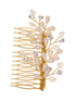 Gold Toned White Pearl Beaded Comb Pin for Girls & Women