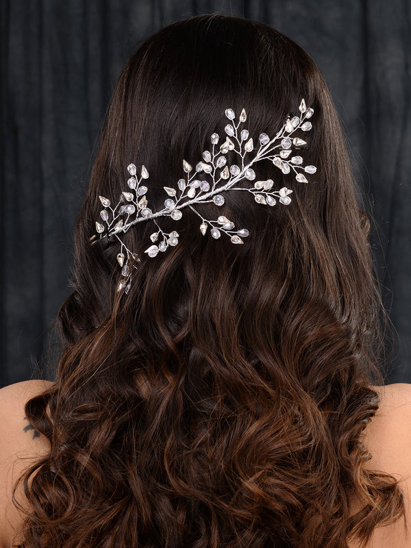 Silver Toned White Pearl Embellished Tiara For Girls & Women