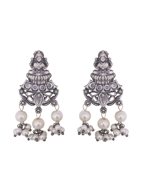 Oxidised Silver Toned lakshmi Motif Antique Temple Jewellery set