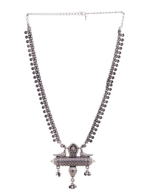 Oxidised Siver Toned Peacock Design Tribal Necklace