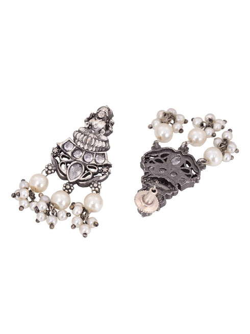Oxidised Silver Toned lakshmi Motif Antique Temple Jewellery set