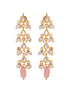 Gold Plated Kundan Pearl Beaded Dropdown Earrings