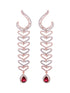 Rose Gold Plated Red AD Studded Heart Shaped Long Dangler Earrings