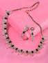 Rose Gold Plated Green AD Studded Floral Necklace Jewellery Set