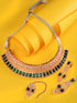Rose Gold Plated Green AD Studded Bridal Choker Jewellery Set