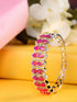 Silver Plated Fuschia Studded Statement Kada Bracelet