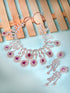 Rose Gold Toned Pink AD Studded Statement Necklace jewellery Set