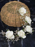 White Rose Pearl Beaded Designer Hair Accessory