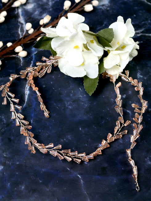 Rose Gold Pearl Studded Hair Styling Tiara