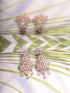 Rose Gold Plated White AD Studded Floral Chandelier Dropdown Handcrafted Earrings