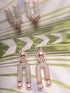 Rose Gold Plated White AD stdded Long Designer Dropdown Earrings