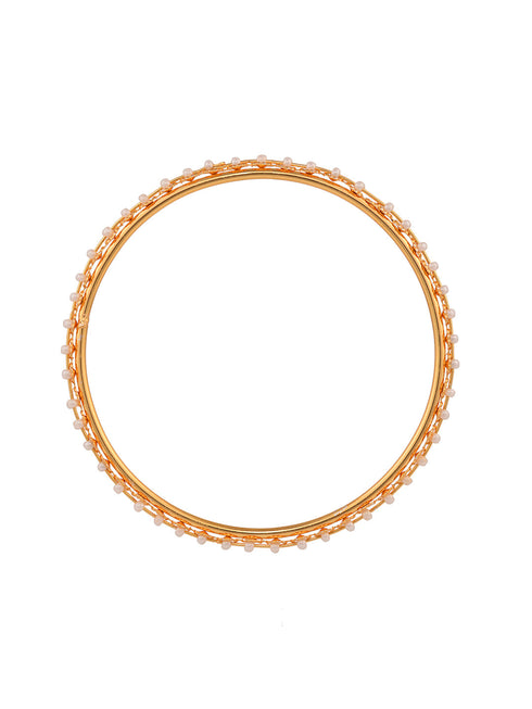 Set Of 12 Gold Plated & Pearl Studded Bangles